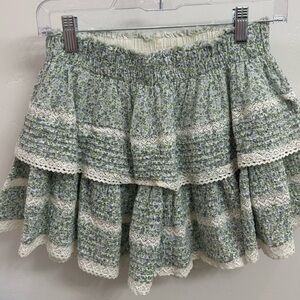 Aerie Floral Green Tiered ruffle Skirt